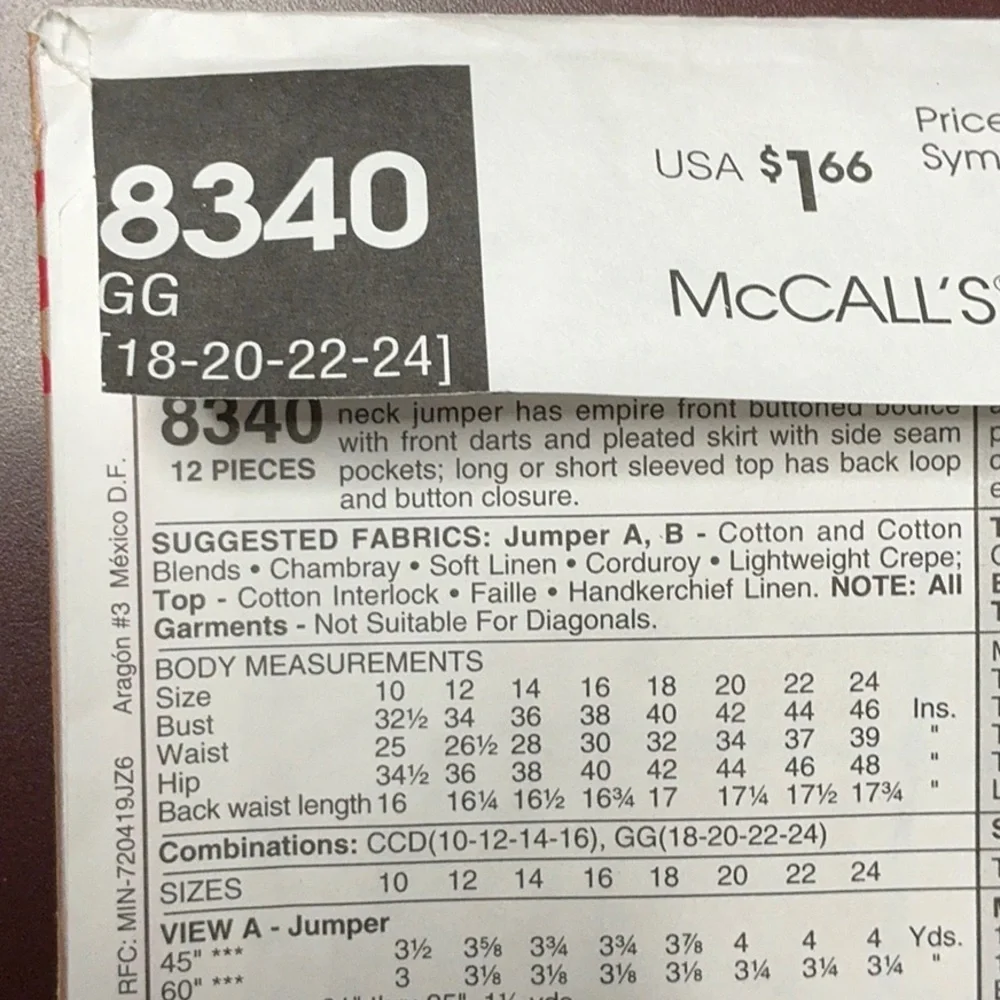 McCall's Easy Stitch 'n Save 8340 Dress Pattern